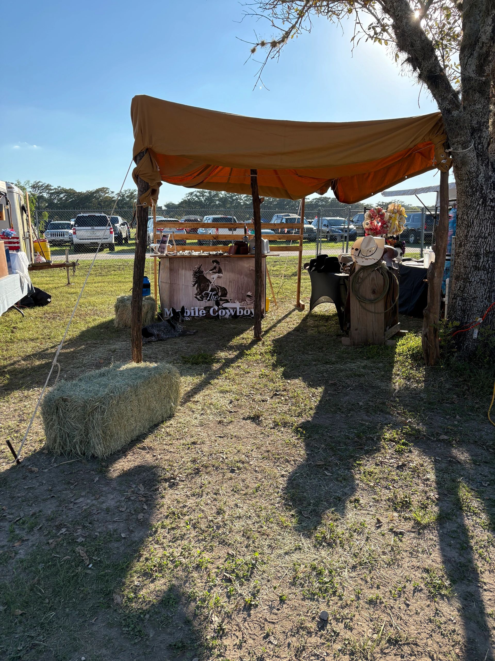 The Mobile Cowboy outdoor hat bar setup